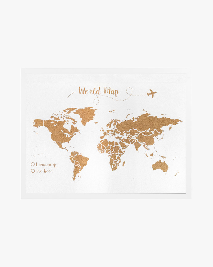 Mappa del mondo in sughero su sfondo bianco varie misure