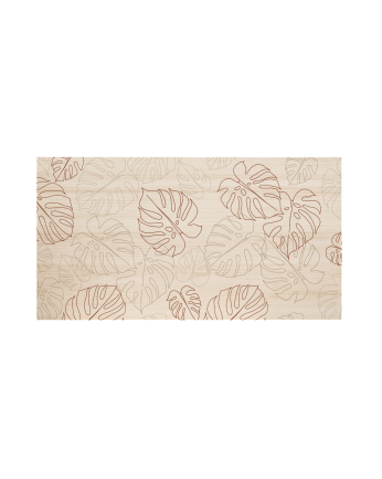 Testiera in legno massello con stampa motivo 'Leaves lines' in tonalità naturale di varie misure
