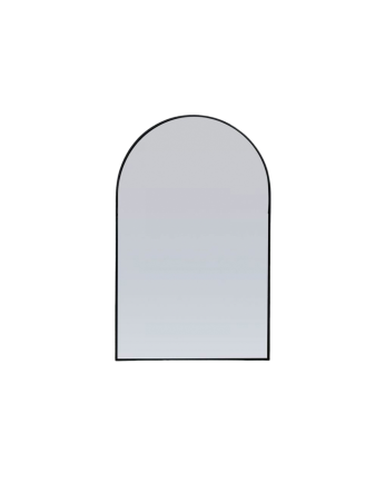 Specchio da parete con forma ad arco realizzato in metallo di colore nero