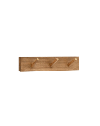 Appendiabiti da parete in legno massello color rovere scuro di 26x5cm