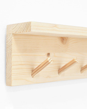 Appendiabiti da parete in legno massello in tono naturale di 61x9,5 cm