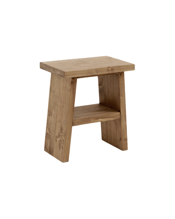 Tavolino da notte o ausiliario in legno massello color rovere scuro di 45x39cm