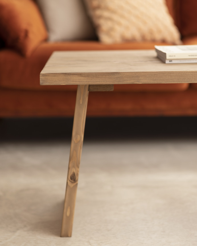 Tavolo da centro in legno massello finitura rovere scuro di 120x60cm