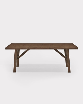 Tavolino in legno massello color noce di 120x45cm