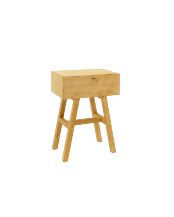 Tavolino in legno massello con un cassetto in tonalità oliva di 57.5x40 cm