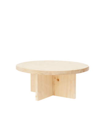 Tavolo da centro rotondo in legno massello con finitura naturale di varie misure.