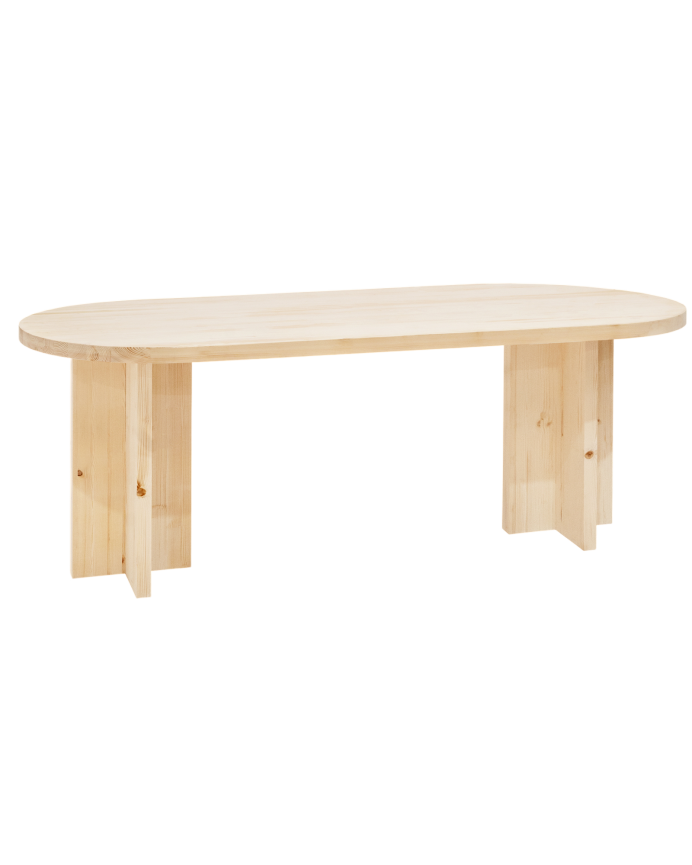 Tavolo da pranzo ovale in legno massello in tonalità naturale di varie misure