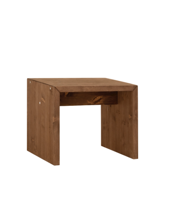 Tavolino / Sgabello in legno massello in tonalità noce di 45x50cm