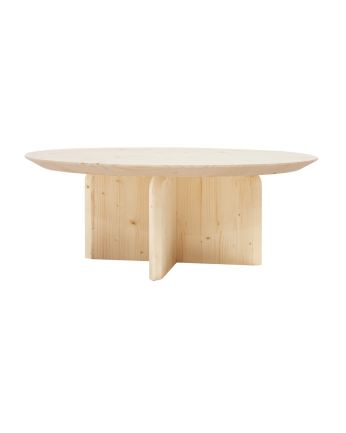 Tavolino rotondo in legno massello in tonalità naturale di varie misure