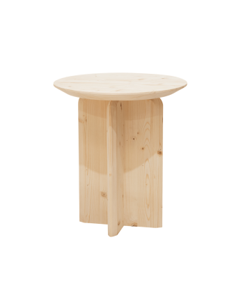 Tavolino ausiliario in legno massello in tono naturale da 50x45cm