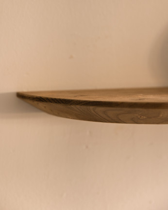 Mensola tonda flottante in legno massello di tonalità rovere scuro in diverse misure