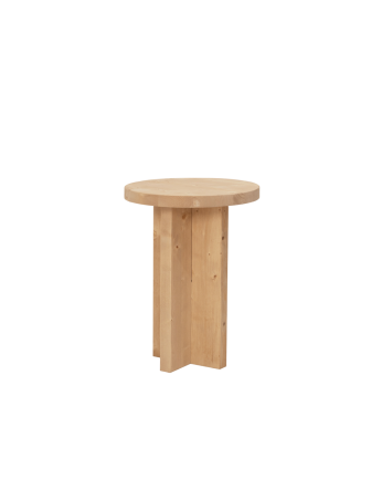 Sgabello in legno massello in tonalità di rovere medio di 45x35cm