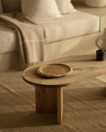 Tavolo da centro in legno massello in tonalità di quercia scura di 120cm