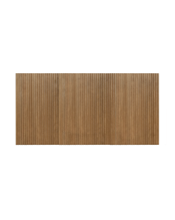Pannello della testiera in legno massello in tonalità di rovere scuro di varie misure.