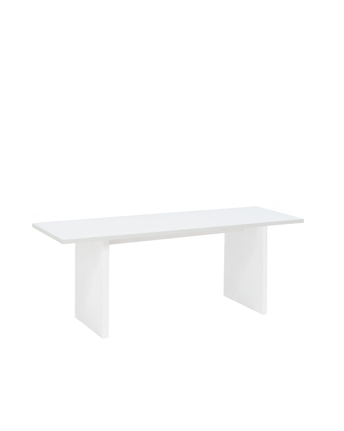 Tavolino in legno massello color bianco di 120cm