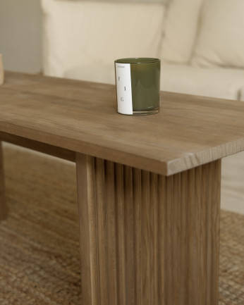 Tavolino da centro in legno massello in tonalità rovere scuro di 120cm