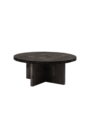 Tavolino rotondo in legno massello finitura nera di varie dimensioni