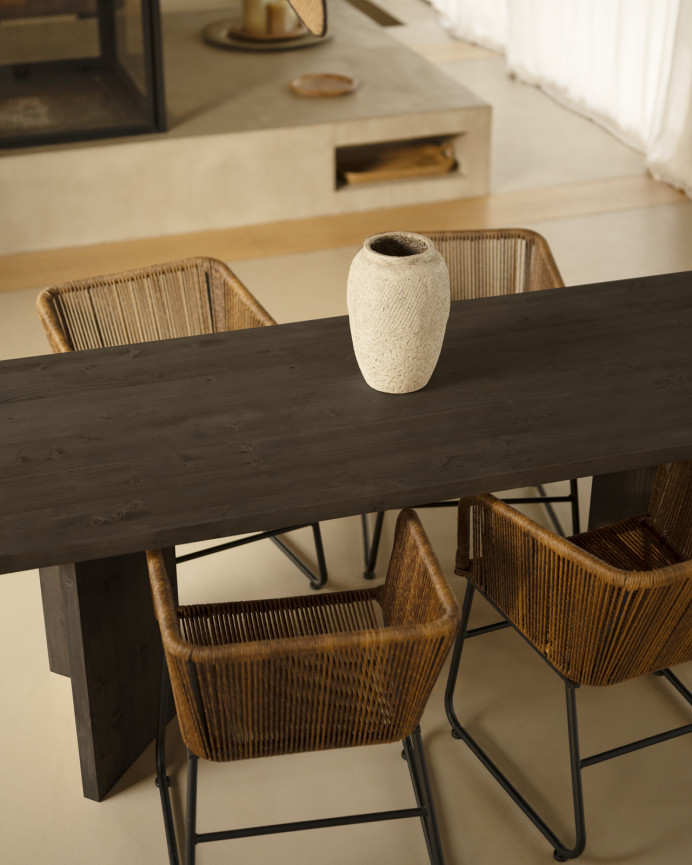 Tavolo da pranzo in legno massello di colore nero in varie dimensioni