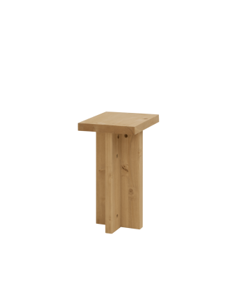 Tavolino ausiliario in legno massello in tonalità di rovere medio di 25x25cm.