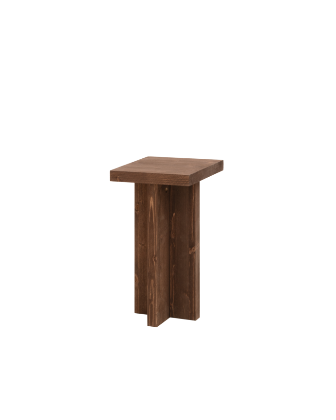 Tavolino ausiliario in legno massello in tonalità noce di 25x25cm