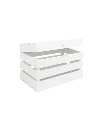 Baule in legno massello in tono bianco di 39x33x30,5cm