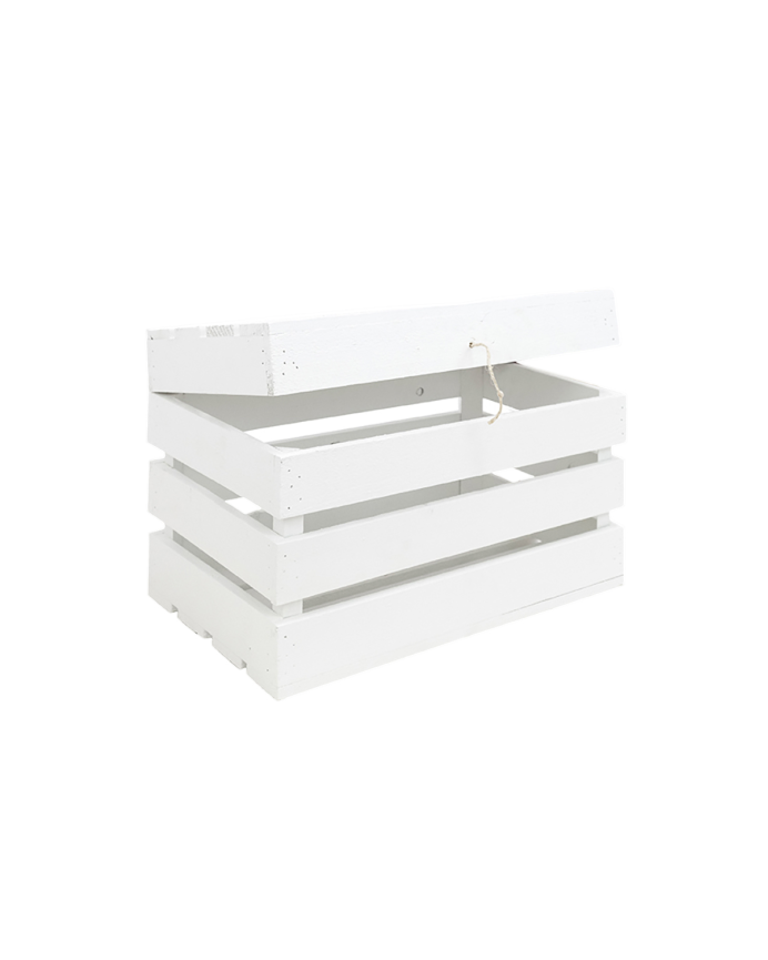 Baule in legno massello in tono bianco di 39x33x30,5cm