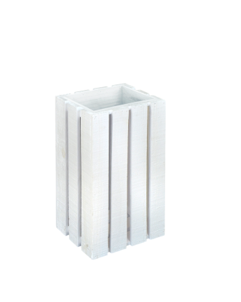 Cestino/Portaombrelli in legno massello in tono bianco 30,5x49x26,6cm