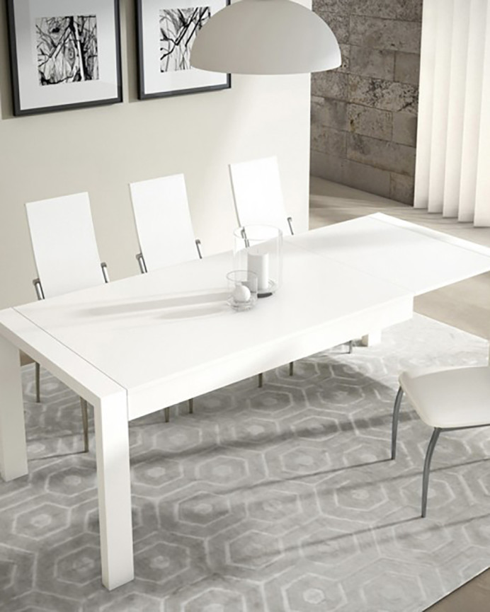 Tavolo da pranzo estendibile in legno colore bianco 76x140cm