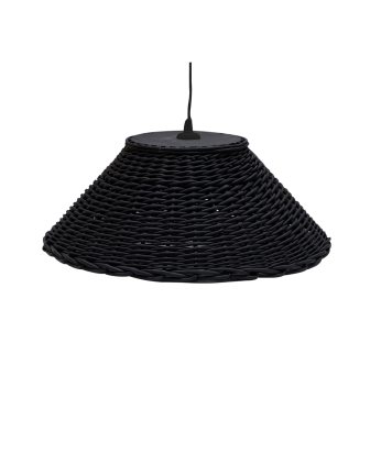 Lampada a soffitto nera realizzata in vimini naturale disponibile in diverse misure.
