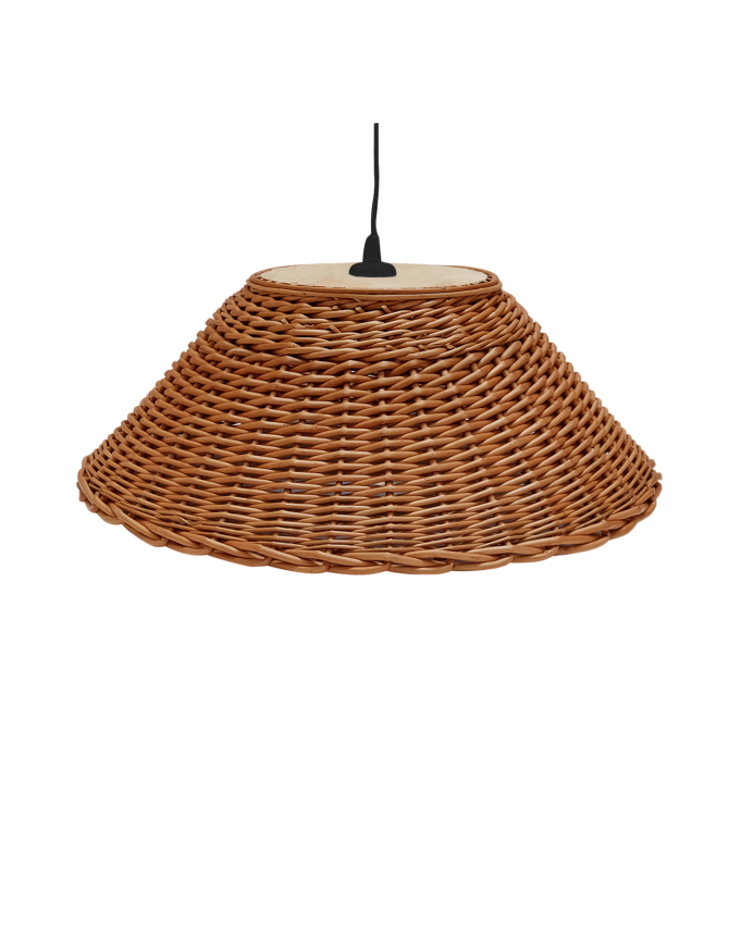 Lampada da soffitto in bronzo realizzata in vimini naturale in varie dimensioni.