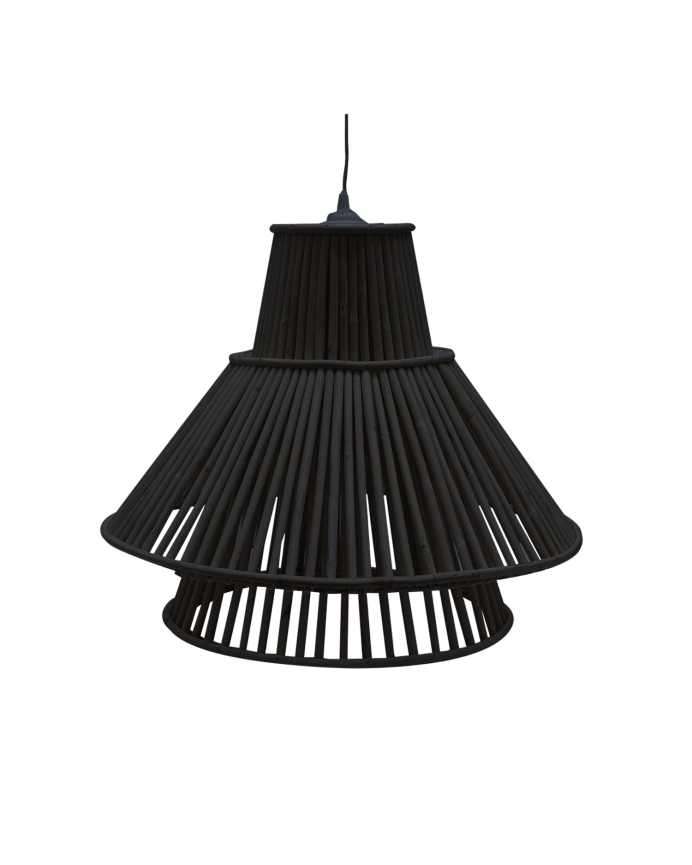 Lampada da soffitto in vimini nero 47x58cm