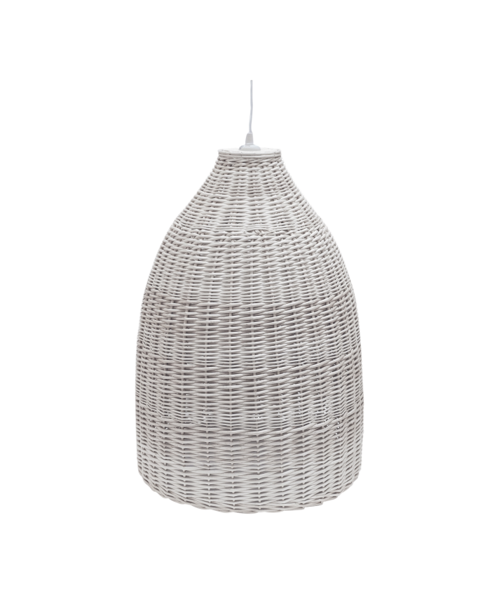 Lampada da soffitto in vimini bianco 65x45cm