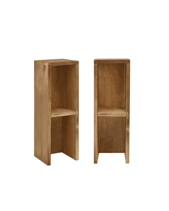 Pack di 2 comodini / tavolino basso in legno massello in tonalità rovere scuro 60x20cm