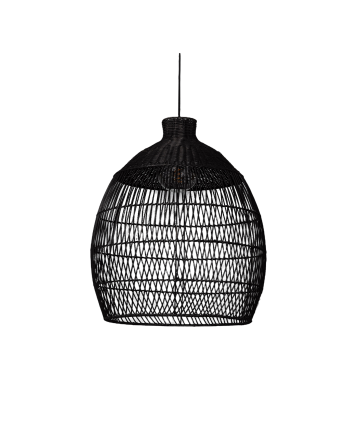Lampada da soffitto in fibra di vimini naturale color nero 60x50cm