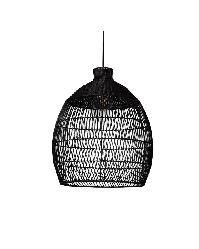 Lampada da soffitto in fibra di vimini naturale color nero 60x50cm