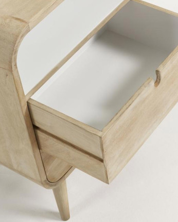 Comodino con due cassetti in legno naturale di mango massello di 60,5x40cm