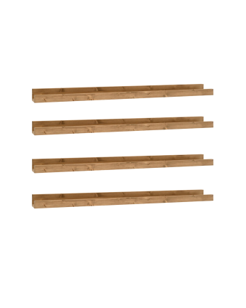 Pack di 4 scaffale flottanti in legno massello color rovere scuro diverse misure