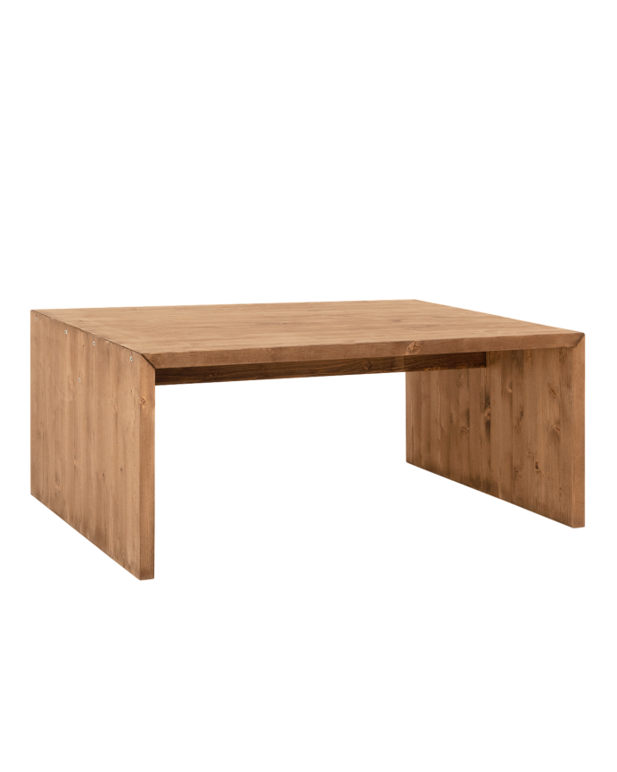 Tavolino in legno massello in tonalità di rovere scuro di 109,4x45x74cm