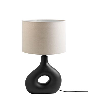Lampada da tavolo in ceramica con paralume in lino di 50,5x21cm