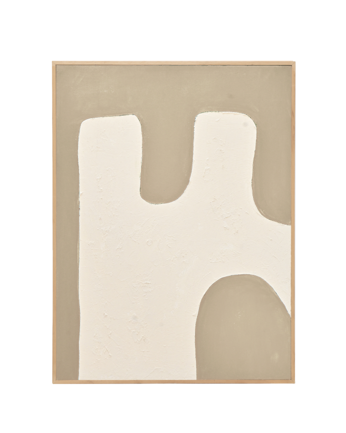 Quadro beige e bianco decorativo su cotone con telaio di legno dipinto a mano con pittura ad olio in varie misure