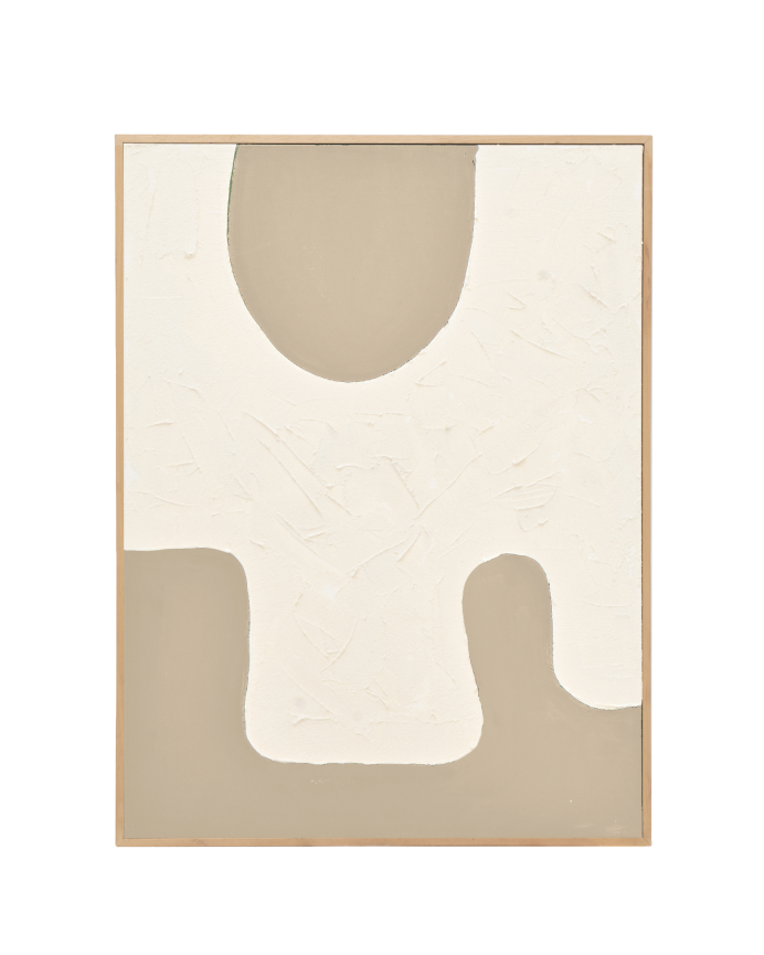 Quadro bianco e beige decorativo su cotone con telaio in legno dipinto a mano con pittura ad olio in varie misure