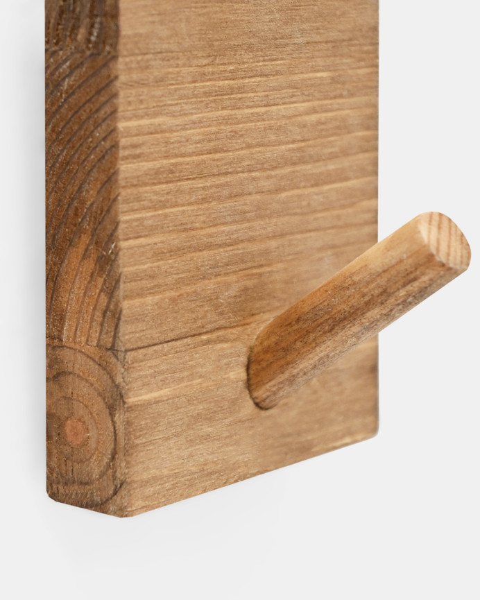 Appendiabiti da parete in legno massello in tonalità di rovere scuro di 8x6cm