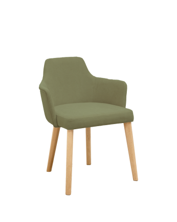 Sedia imbottite in color kaki con gambe in legno rovere medio 95cm