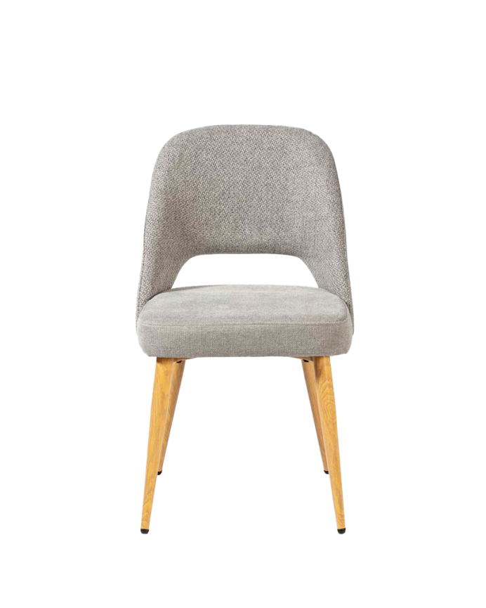 Sedia di tessuto grigio con gambe in metallo colore rovere di 84cm