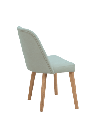 Sedia imbottite in acquamarina con gambe in legno rovere scuro 87cm