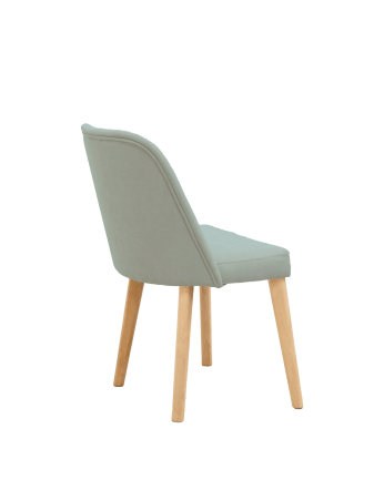 Sedia imbottite in acquamarina con gambe in legno rovere medio 87cm