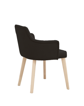 Sedia imbottite in nero con gambe in legno naturale 95cm