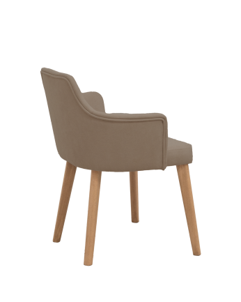 Sedia imbottite in marrone talpa con gambe in legno rovere scuro 95cm