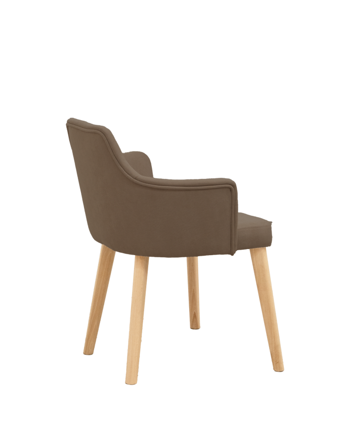 Sedia imbottite in marrone talpa con gambe in legno rovere medio 95cm