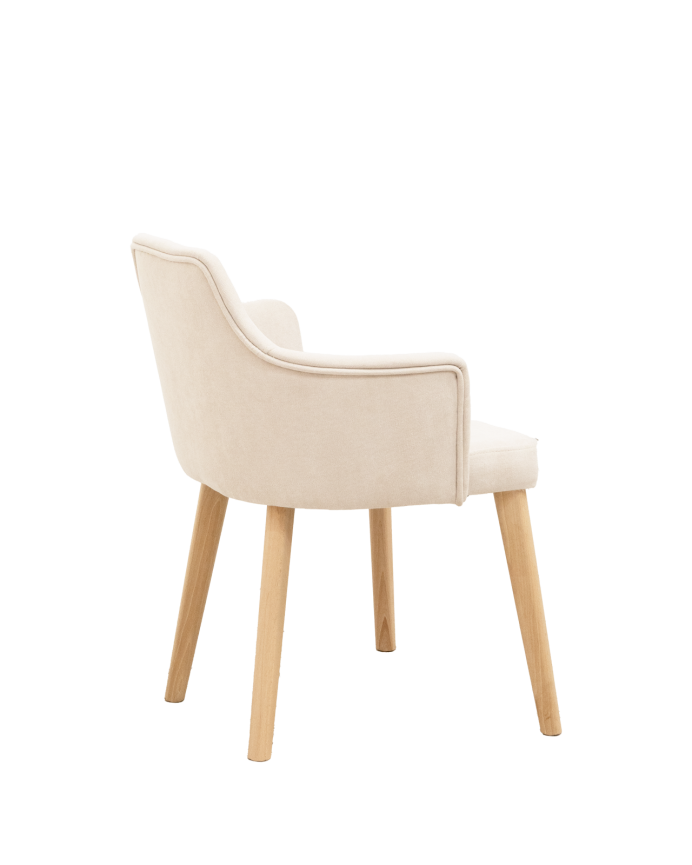 Sedia imbottite in color pietra con gambe in legno rovere medio 95cm